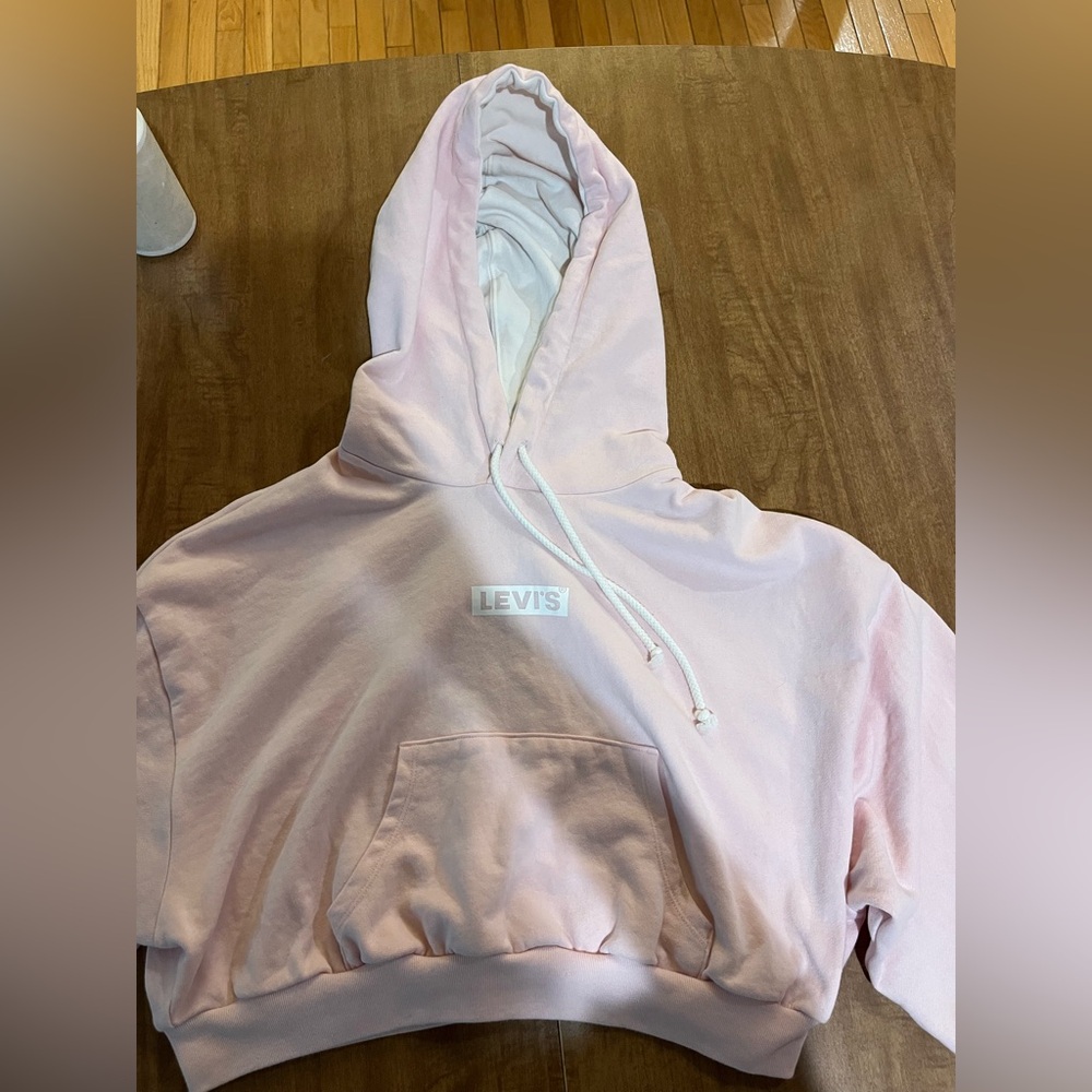 Levi's Cream and Light Pink Pullover Hoodie